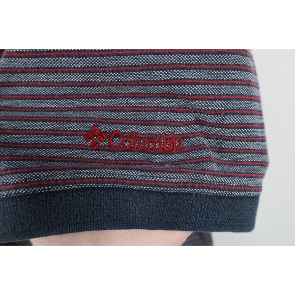 Vintage 90s Columbia Golf Mens Medium Faded Spell Out Striped Knit Polo Shirt - Picture 4 of 14
